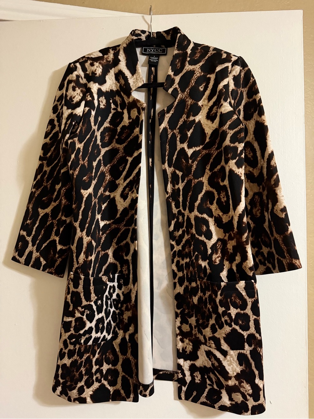 New York Clothing Co. Leopard Print Open Front Coat - Brown/Black